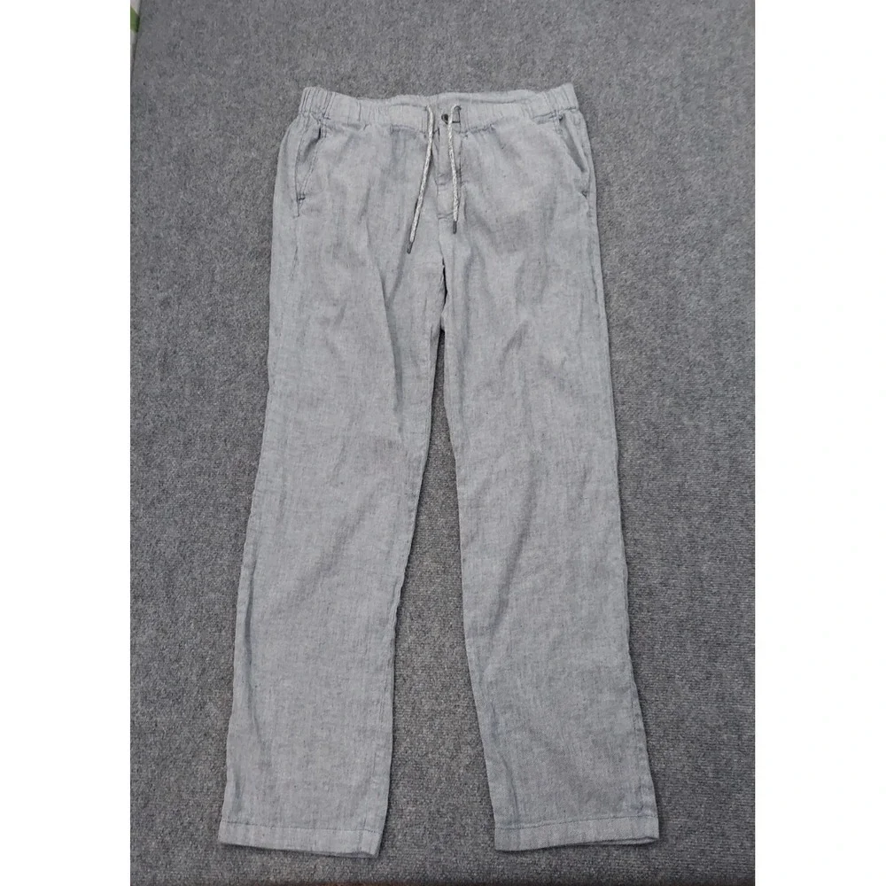 TOMMY BAHAMA Linen Pants Mens 2XL Blue Linen Cotton Stretch Drawstring Beach